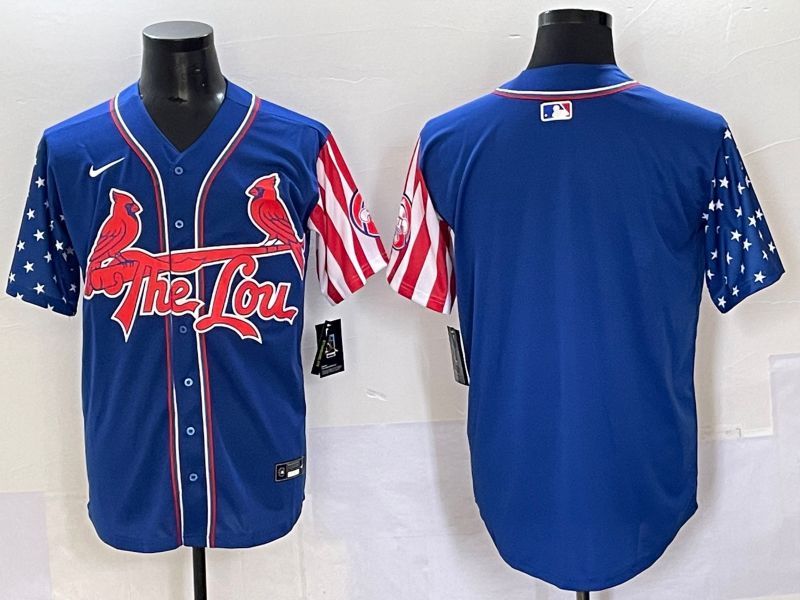 Men 2025 St.Louis Cardinals Blank Blue a generation of national flags Joint Name Nike MLB Jersey style 1